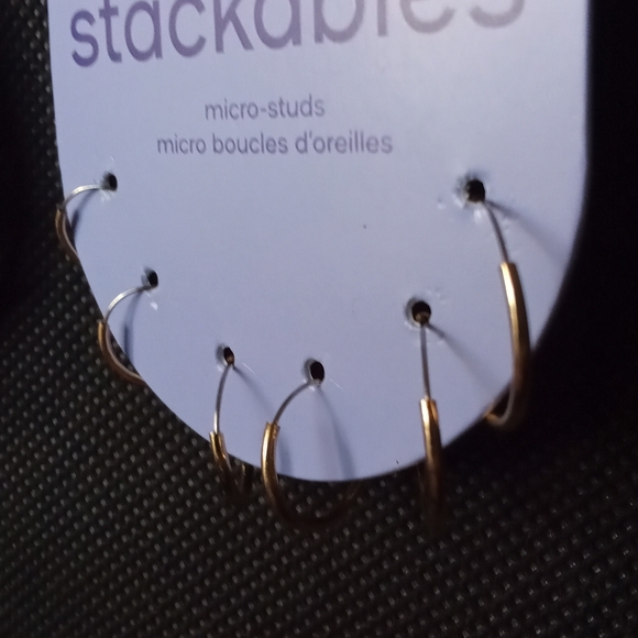 Claire's Stackables Silver & Gold Tone Earrings Micro Studs Sensitive Solutions - Picture 5 of 7